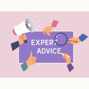 Expert Advice Consulting Service Business Help concept.Female hands and phrase EXPERT ADVICE.Vector illustration