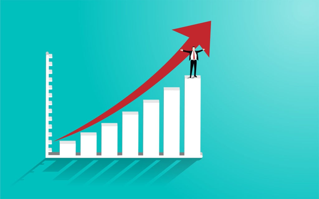 asx-ltd-asx-asx-Happy businessman stand on graph