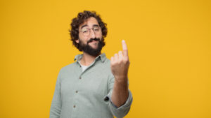 cba-share-price-nab-share-price-young crazy man making an "alright" or "okay" gesture approvingly with hand, looking happy and satisfied. Positive check sign.