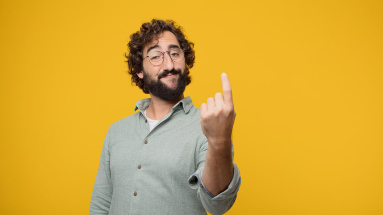 cba-share-price-nab-share-price-young crazy man making an "alright" or "okay" gesture approvingly with hand, looking happy and satisfied. Positive check sign.