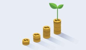 image showing coins (dividends) rising with a plant growing from the final set of four