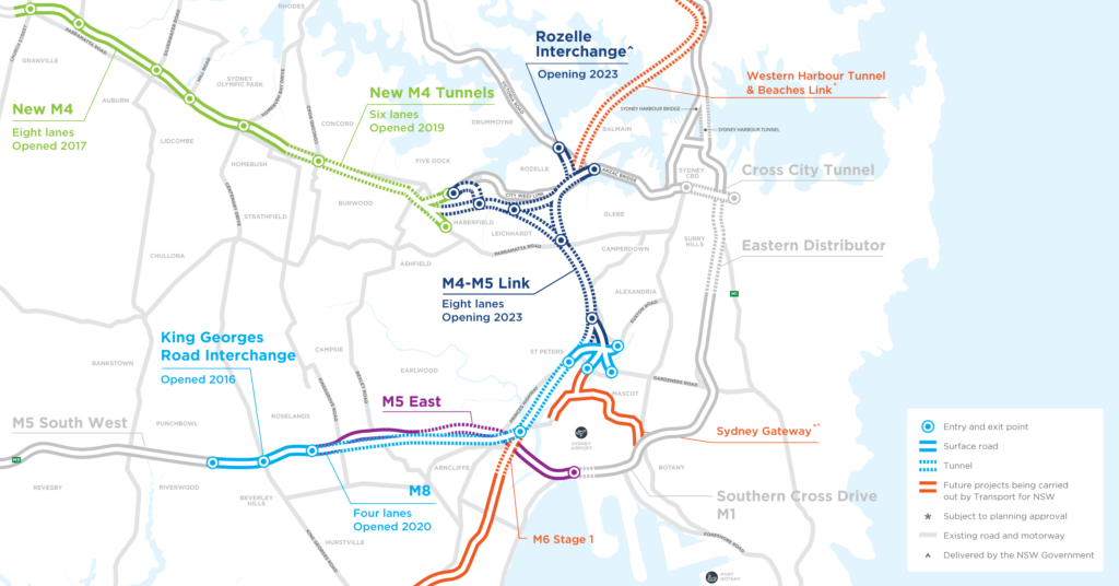 WestConnex current and planned network. Source: WestConnex website