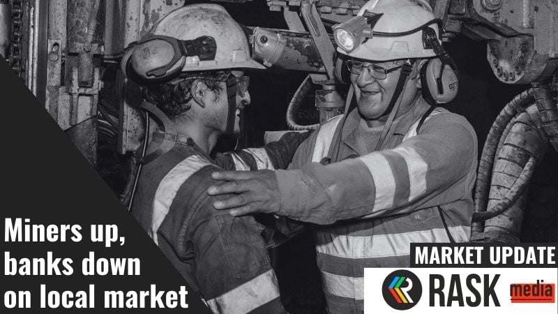 Miners up, banks down on local market