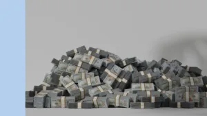huge pile of US dollars in stacks of greenback notes
