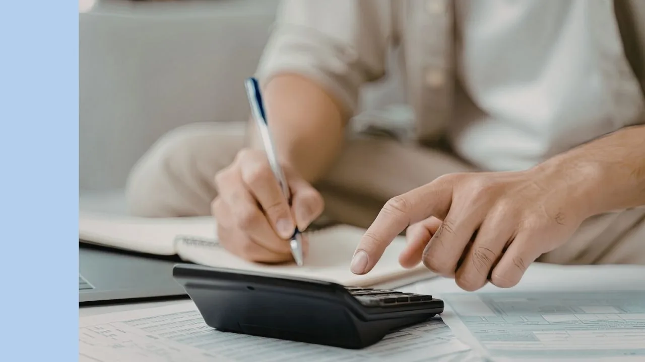 Person calculating valuation and accounts