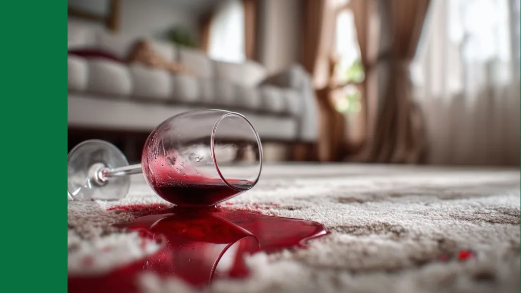 glass of red wine spilled on carpet